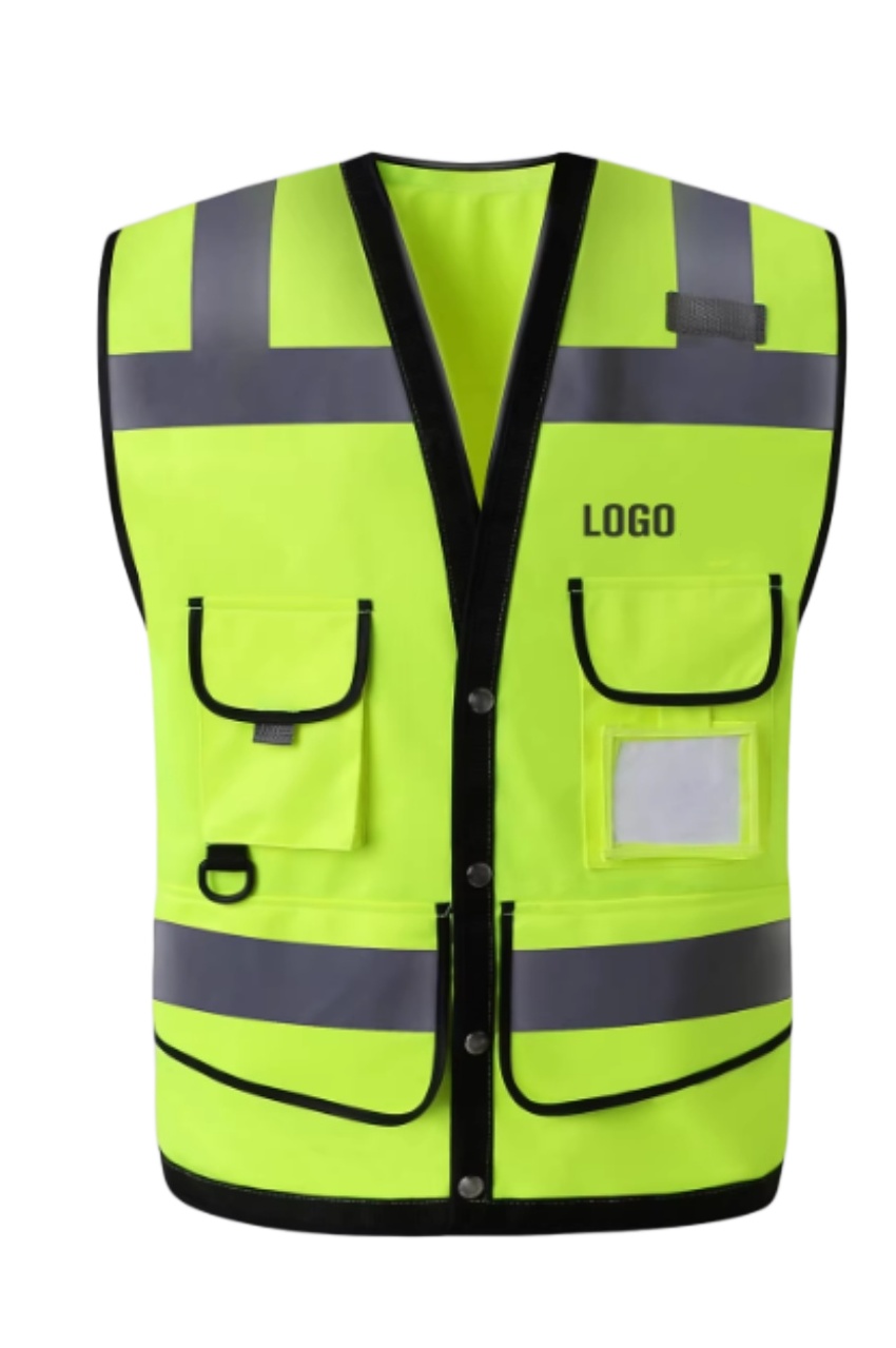 螢光黃拉鏈款輕量反光工地背心