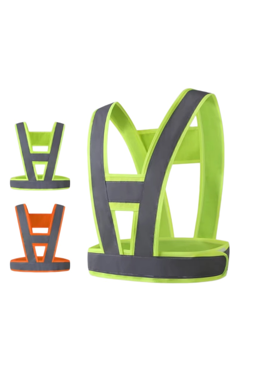 倒三角橙色花紋反光跑步背心